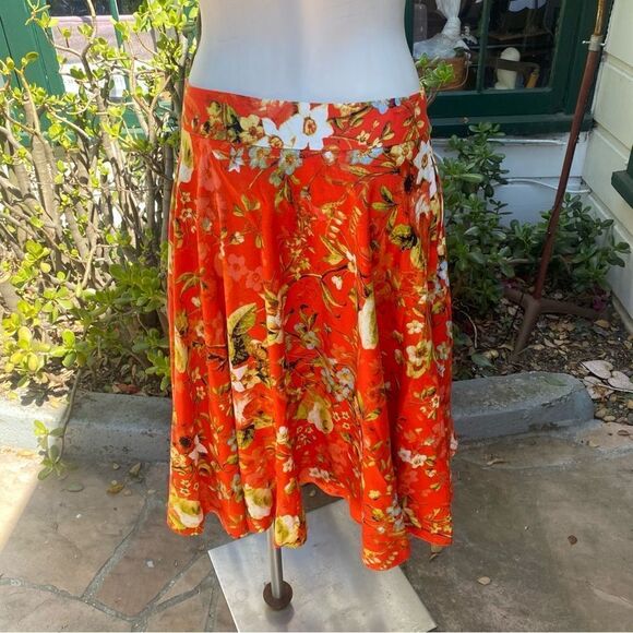 Linen blend floral midi skirt - Picture 1 of 8